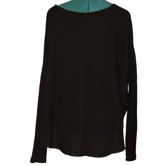 Out From Under Black Waffle Knit Button Front Top – Size M - Picture 3 of 4